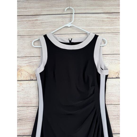 Lauren Ralph Lauren Ruffle Side Bodycon Dress Women's Size 6 Black/White Trim - Picture 3 of 12